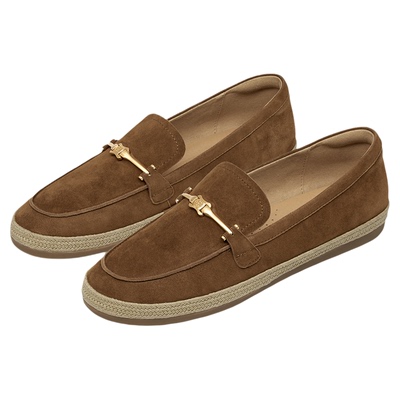 KISSCAT接吻猫[斐济假日]渔夫乐福鞋26春新通勤棕色薄底豆豆鞋女