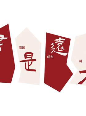 图书馆阅读区文化墙面贴画