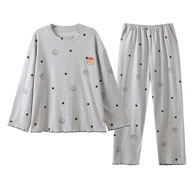 新款德绒睡衣女长袖秋冬季保暖加厚卡通可爱圆领套头式家居服套装