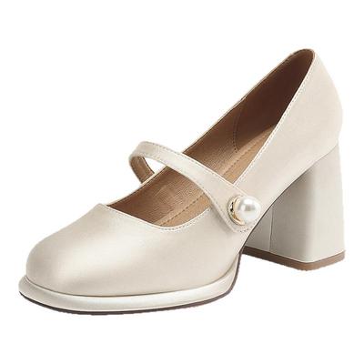 达芙妮新中式玛丽珍高跟鞋婚鞋女