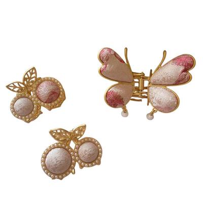 【成品】非遗名家宋锦中国风手工定制蝴蝶抓夹樱桃抓夹高级感