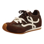 6CM厚底内增高德训鞋女2025秋季新款真皮复古休闲鞋运动阿甘鞋子