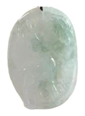 缅甸翡翠白色一路有你鹿牌挂件