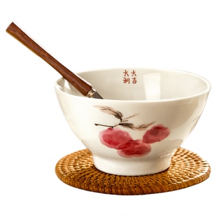 中式陶瓷米饭碗家用2026新款高颜值斗笠饭碗个人专用5英寸吃饭碗