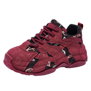 奥古狮登男鞋中年小叔风酒红色厚底老爹鞋高级感包底面包运动休闲