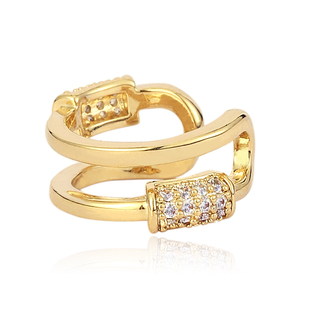 AIR-HORIZON金属双层耳夹女复古锆石设计感耳骨夹个性无痛耳环