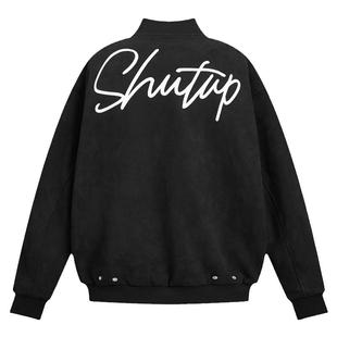 [钟祺同款]404MOB潮流棒球领花体字母刺绣麂皮绒夹克男休闲外套秋