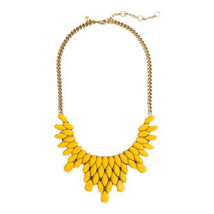 欧美复古风美式复古多彩宝石拼镶镀金浮夸几何花朵时装饰品项链a