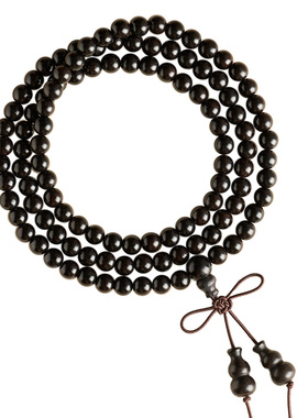 【檀韵悠长】天然黑檀108颗手串