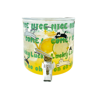 大容量冷水壶带龙头调酒桶家用自制饮料玻璃桶个性带盖啤酒果汁罐