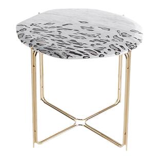 意式轻奢大理石边几现代简约样板房客厅家用不锈钢豹纹沙发角几桌
