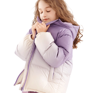 迪士尼女童羽绒服冬季新款外套儿童母婴童装渐变色加厚短款冬装