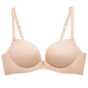 芬怡无钢圈裸感光面内衣女聚拢小胸显胸大无痕调整型舒适红色文胸