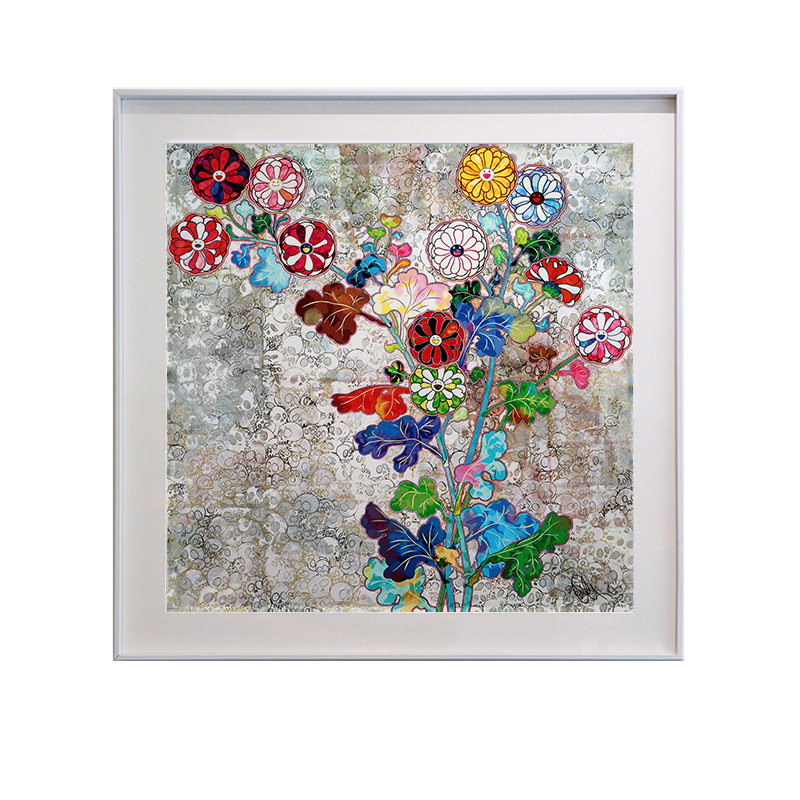 餐厅轻奢装饰画村上隆太阳花挂画日式日本版画潮流艺术画 再生花