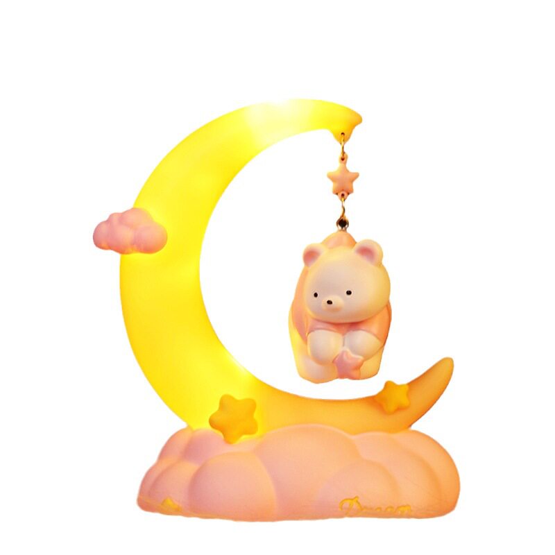 治愈系月亮小猪小夜灯摆件