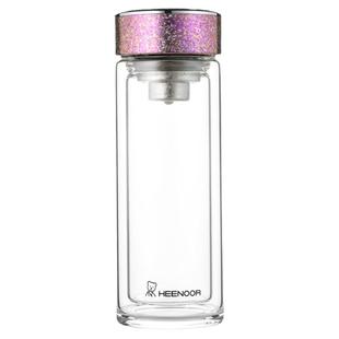 希诺双层玻璃杯纯钛银离子抗菌加厚家用男女便携高档泡茶喝水杯子