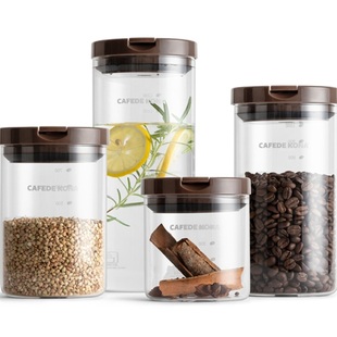 CAFEDEKONA咖啡豆罐 密封食品零食咖啡粉罐防潮无铅玻璃瓶罐子
