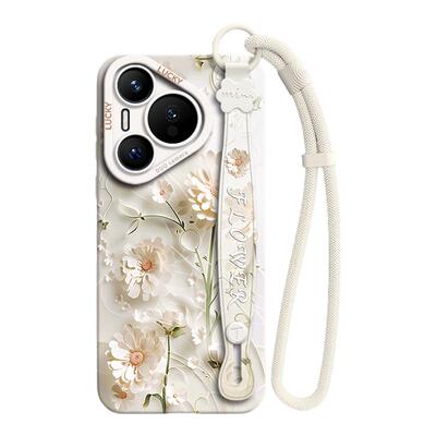 适用华为pura手机壳腕带立体花朵