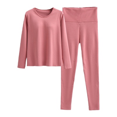 保暖套装长袖女简约无钢圈带胸垫