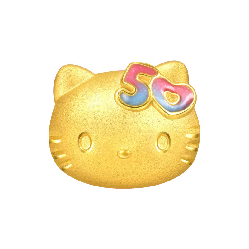 999足金hellokitty猫转运珠黄金蝴蝶结KT猫手链送女友凯蒂猫吊坠