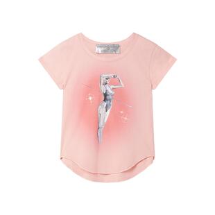 [低至3折]Stella McCartney + 空山基春季粉红色印花短袖圆领T恤