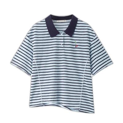 Giordano宽松刺绣短袖条纹POLO