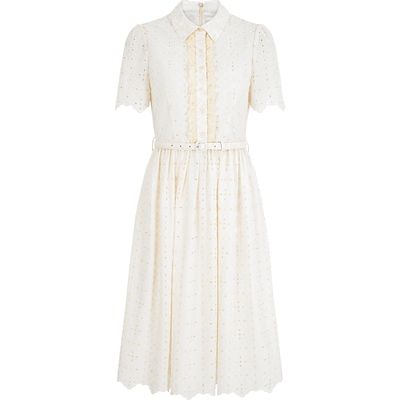 BORAAKSU纯棉米色镂空花朵连衣裙