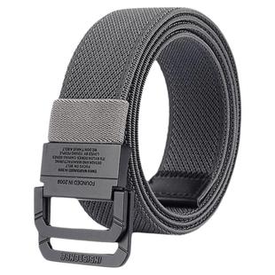 无印muj帆布松紧弹力日本腰带黑色平滑双环扣裤带年轻人编织皮带