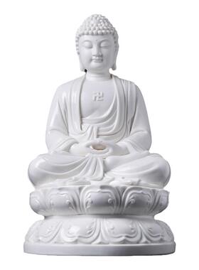 戴玉堂林小彩陶瓷摆件《正坐古莲如来佛》德化白瓷佛像供奉家用