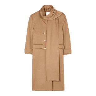 季末6折SANDRO2025秋冬新款女装迪木尔风绵羊毛可拆卸领毛呢大衣