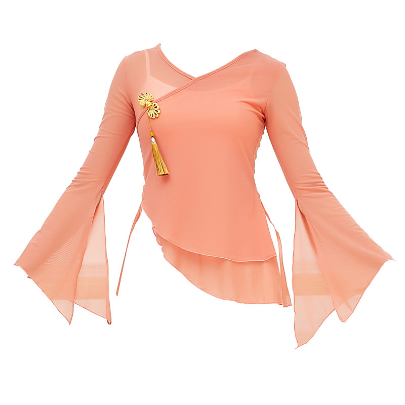 古典舞身韵飘逸纱衣中国风仙女基训练功服新款演出服女舞蹈上衣女