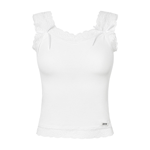 Kroche 浪漫蕾丝 缎带蝴蝶结 蕾丝拼接蝴蝶结背心