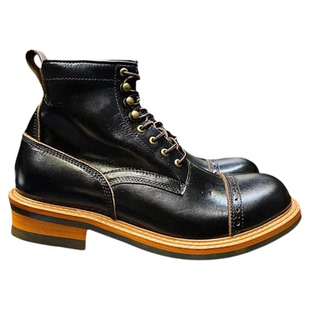 阿美咔叽复古真皮英伦风高帮工装机车鞋马丁伞兵靴大头层牛皮靴男