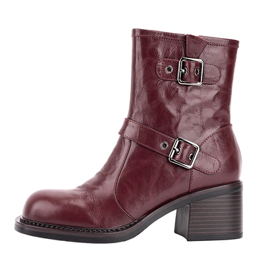 吴大叔秋冬短靴羊皮英伦风