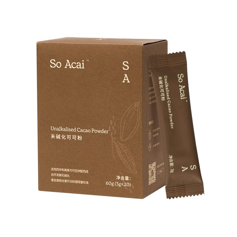 SO ACAI未碱化生可可粉60g咖啡烘焙适用纯巧克力粉不加糖独立小包