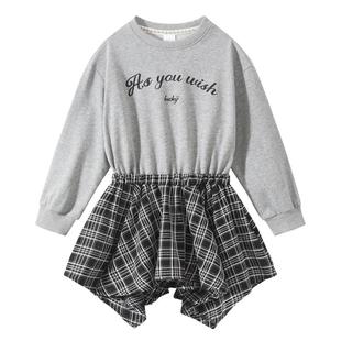 植木童装【视觉叠穿感】一体拼接设计女童卫衣连衣裙2026春夏新款