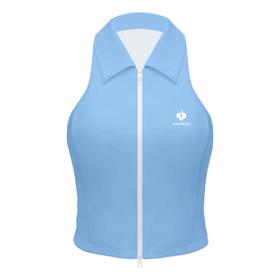 PomPeche彭派奇蓝色运动网球服带胸垫网球背心羽毛球跑步运动裙裤