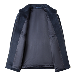 皮尔卡丹羊绒大衣男短款高端立领秋冬商务中年行政夹克羊毛呢外套