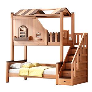 梯柜滑梯全实木树屋儿童床可定制