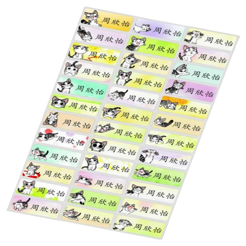 T名字贴纯色中小学生姓名贴彩色透明防水文具书本水杯贴纸幼儿园