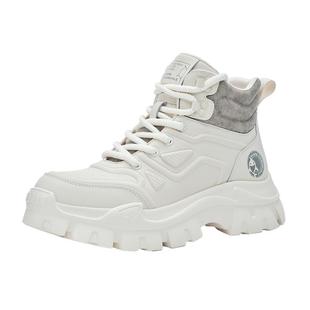 马克华菲马丁靴男款冬季2025新款真皮增高工装靴加绒保暖休闲短靴