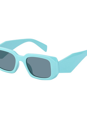 冲量！不规则面方框墨镜女潮2021欧美小框宽腿太阳镜女sunglasses