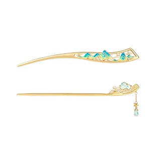 故宫淘宝|千里江山发簪新中式簪子盘发古风发饰发钗生日礼物女生