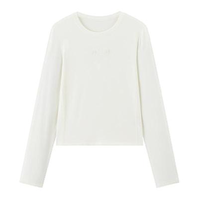 【商场同款】乐町弹力修身打底衫女春季新款白色长袖T恤C2CPG1217