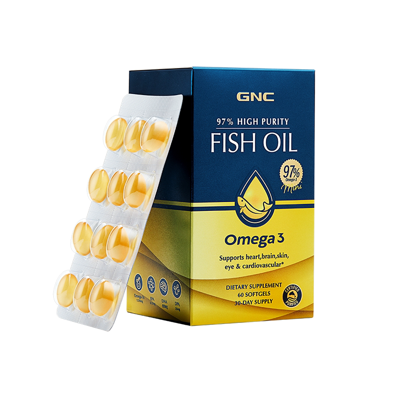 GNC健安喜95%rTG深海鱼油Omega3高浓度 IFOS认证女性护心健脑鱼油