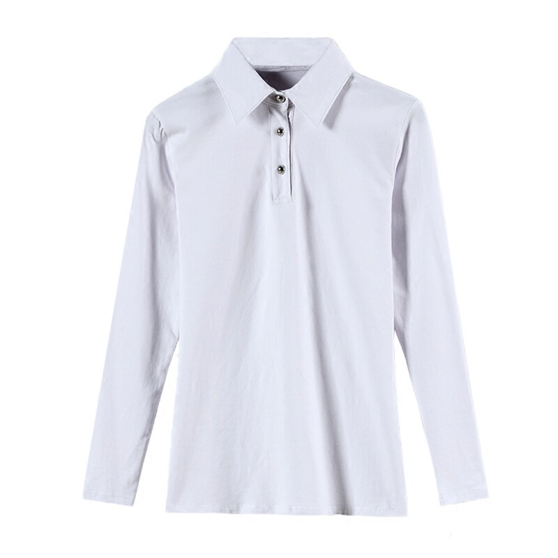 纯棉翻领POLO衫女有领t恤长袖工衣2024新款工作服时尚带领上衣服