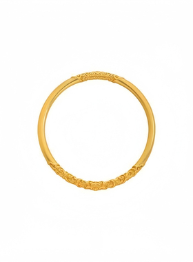 9999黄金镯子卷草纹手镯女