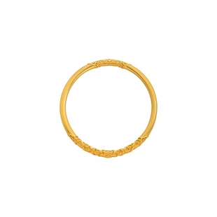 古法9999足金包银卷草纹手镯女素圈黄金镯子纯实心手环送女友礼物