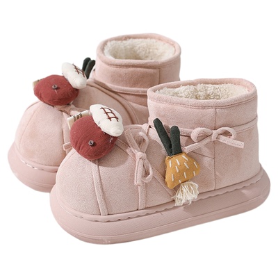 可爱大头雪地靴女2025冬季新款加绒加厚保暖棉鞋厚底防滑面包鞋子