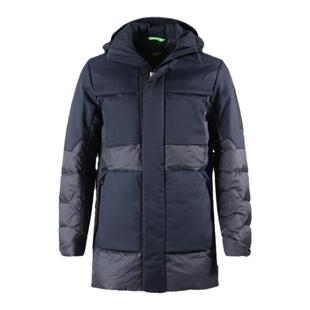 Hugo Boss 男士中长款拼接鸭绒连帽羽绒服派克大衣外套 50501608